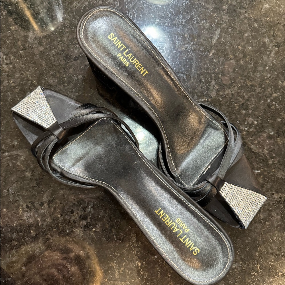 Saint Laurent Black Rhinestone Heels - Picture 10 of 10